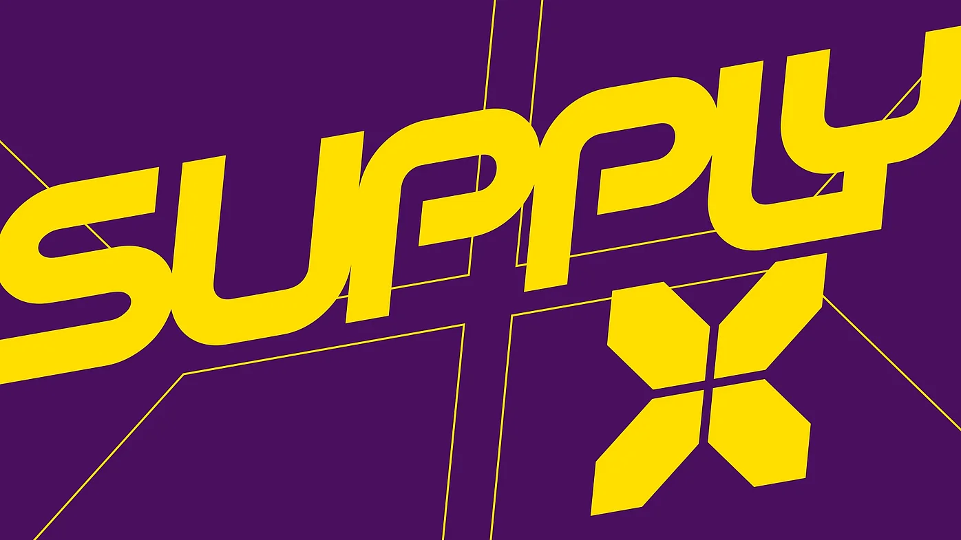 SupplyX logo auf lila Hintergrund