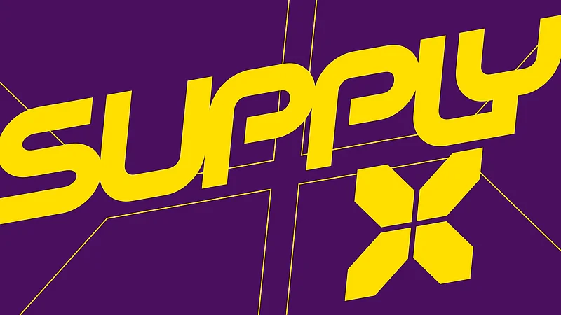 SupplyX logo auf lila Hintergrund