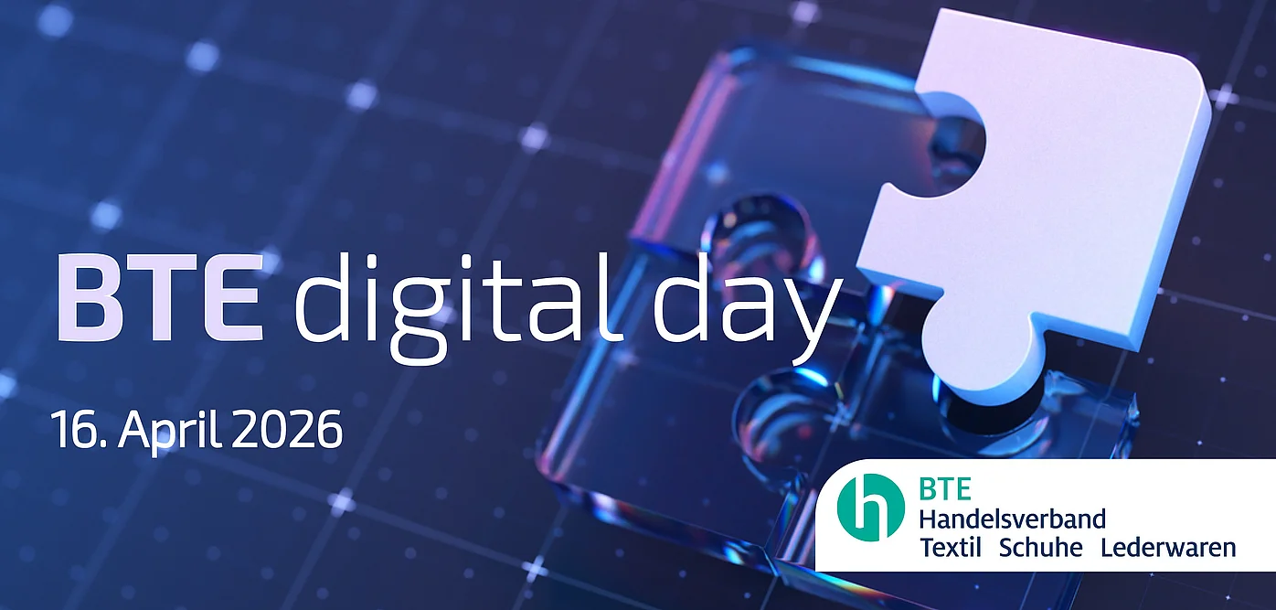 BTE Digital Day 2026 mit digitalem Puzzle-Symbol für Innovation und digitale Transformation im Handel.