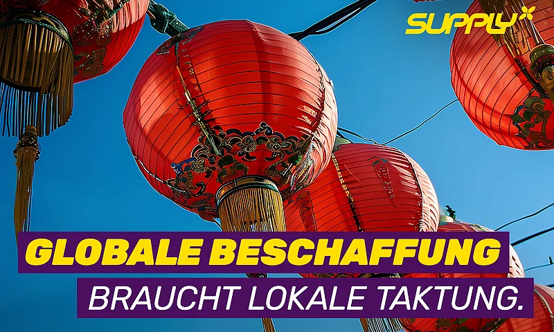 Globale Beschaffung braucht lokale Taktung – SupplyX Keyvisual zur Golden Week mit traditionellen roten Lampions
